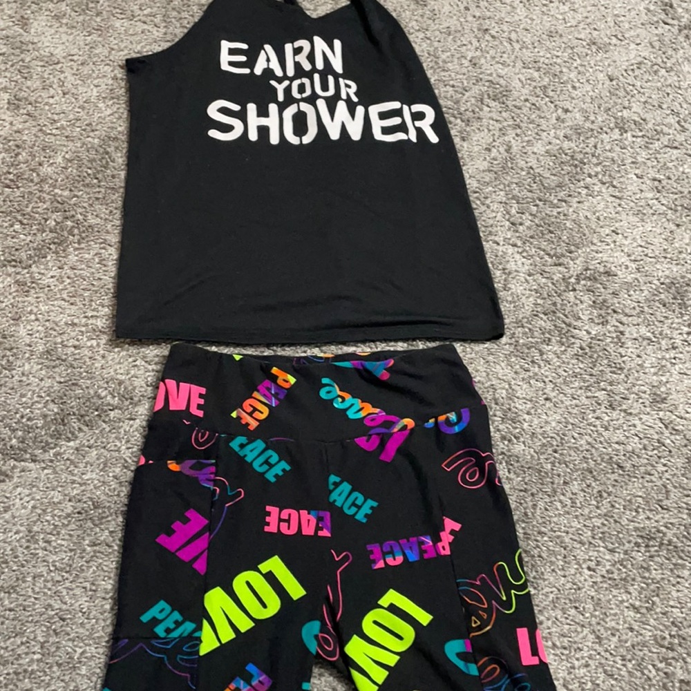 Fitness tank and biker shorts